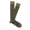 Wool Ribbed Knee High Sock in Forest green and Sage