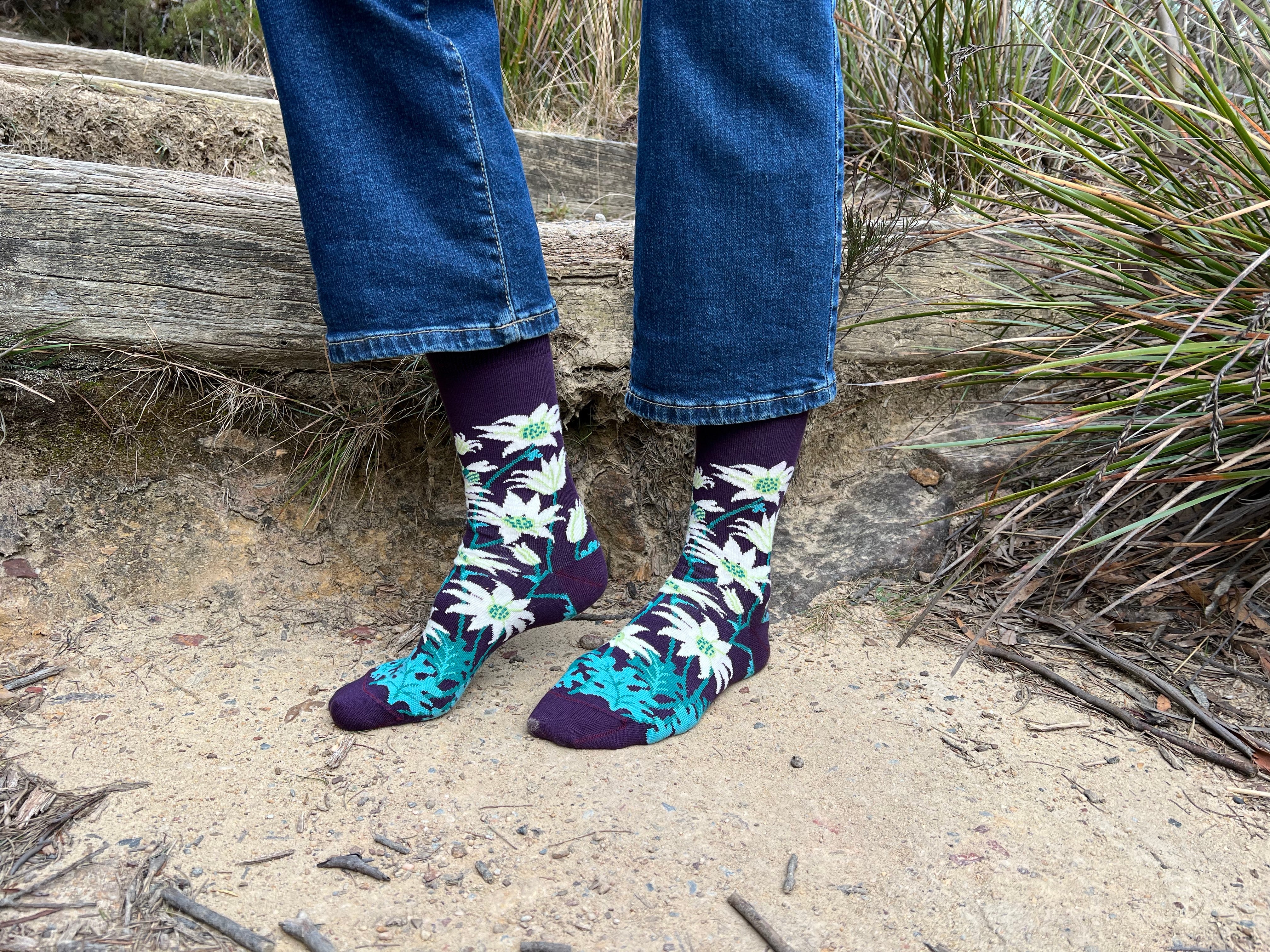 flannel flower socks - The Sockery
