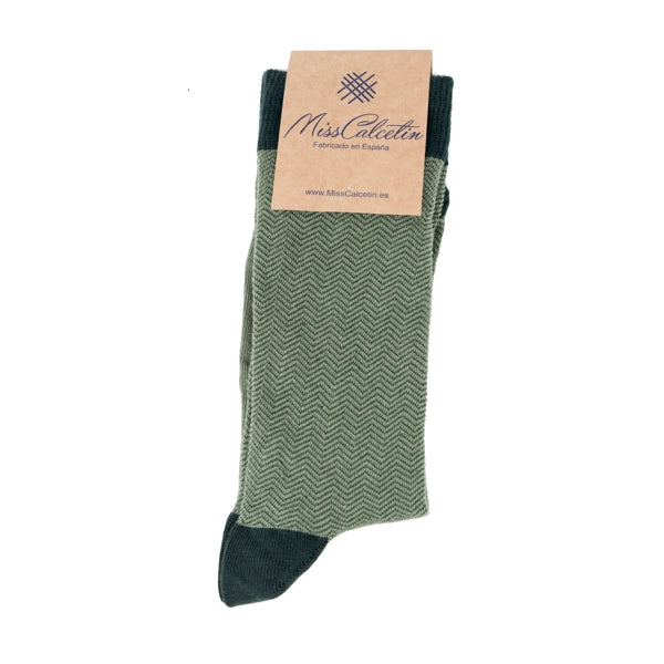 Herringbone Crew Sock in Thyme
