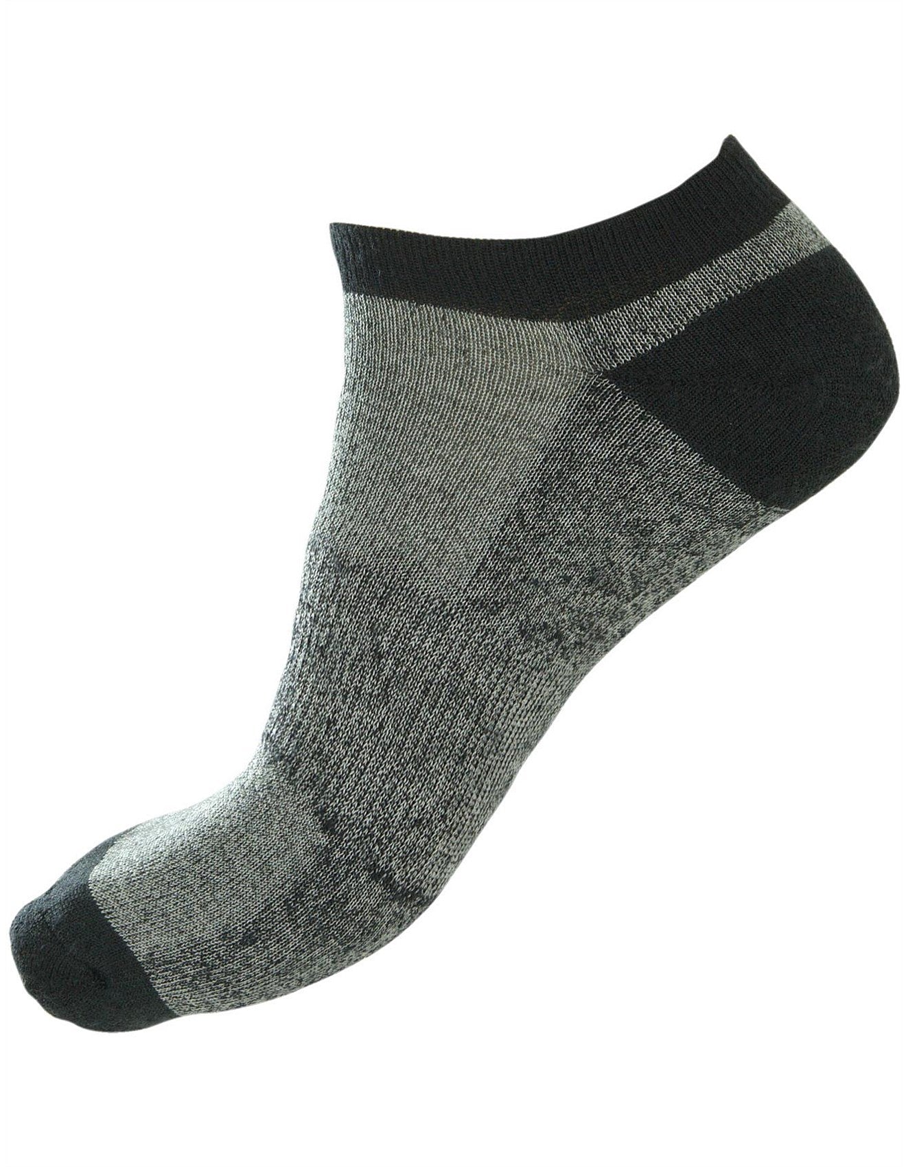 No Show Cushioned Sole Wool Terry Sport Sock in Black - Aussie Made