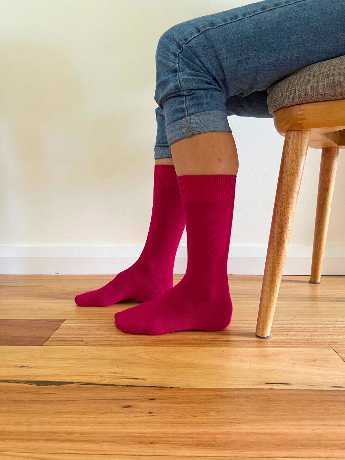 Cotton Crew Sock in Fuchsia - Aussie Made