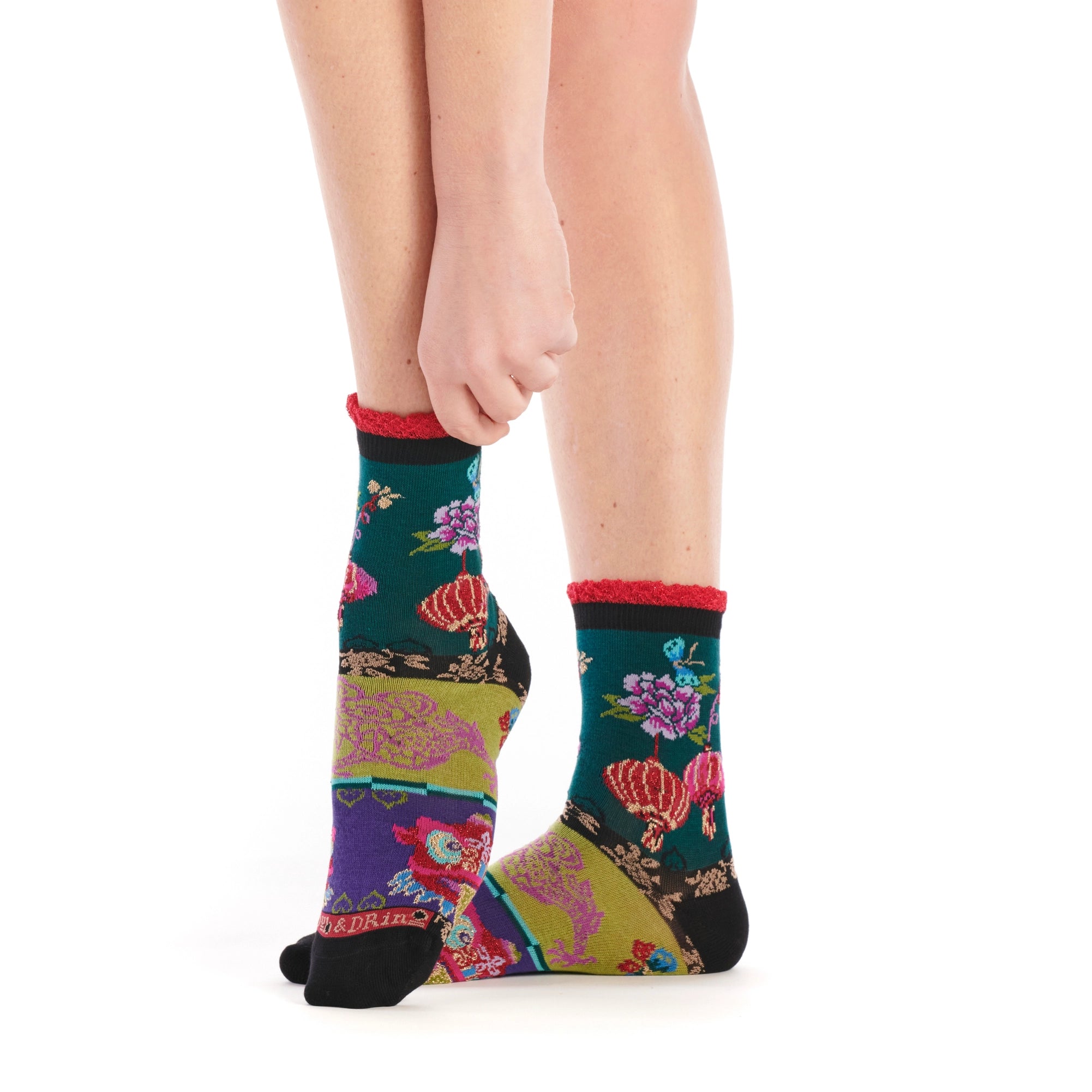 Chinoiserie Women's Frilled Crew Socks