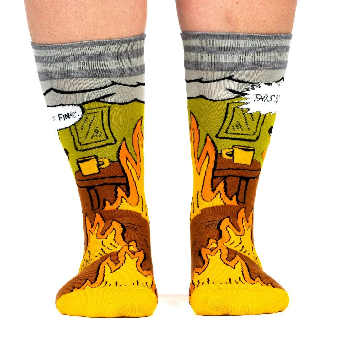 This Is Fine. Also. Not Fine. Crew Socks