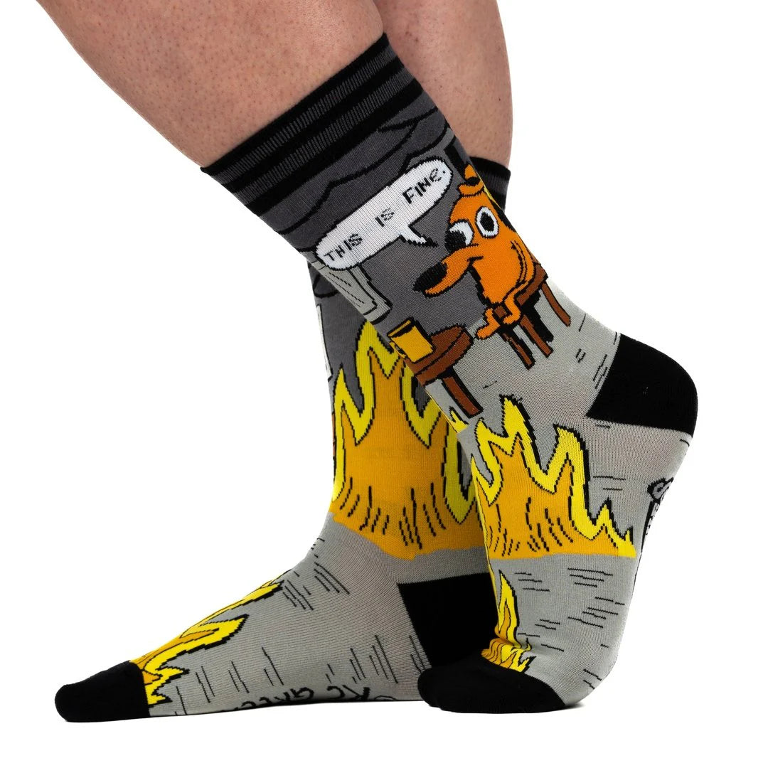 This Is Fine Noir Edition Crew Socks
