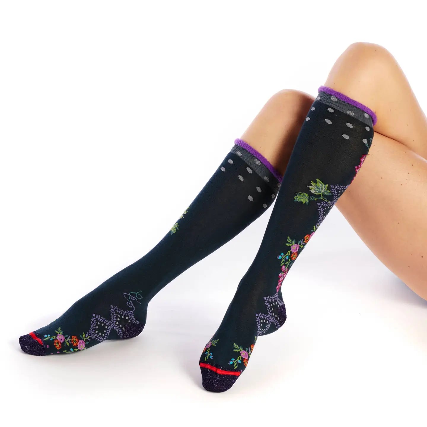 Bacchus Women's Fuzzy Cuff Knee High Socks