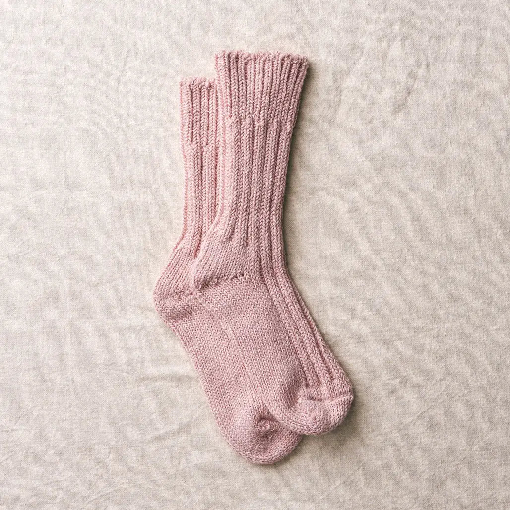 Organic Cotton Low Gauge Socks in Soft Pink