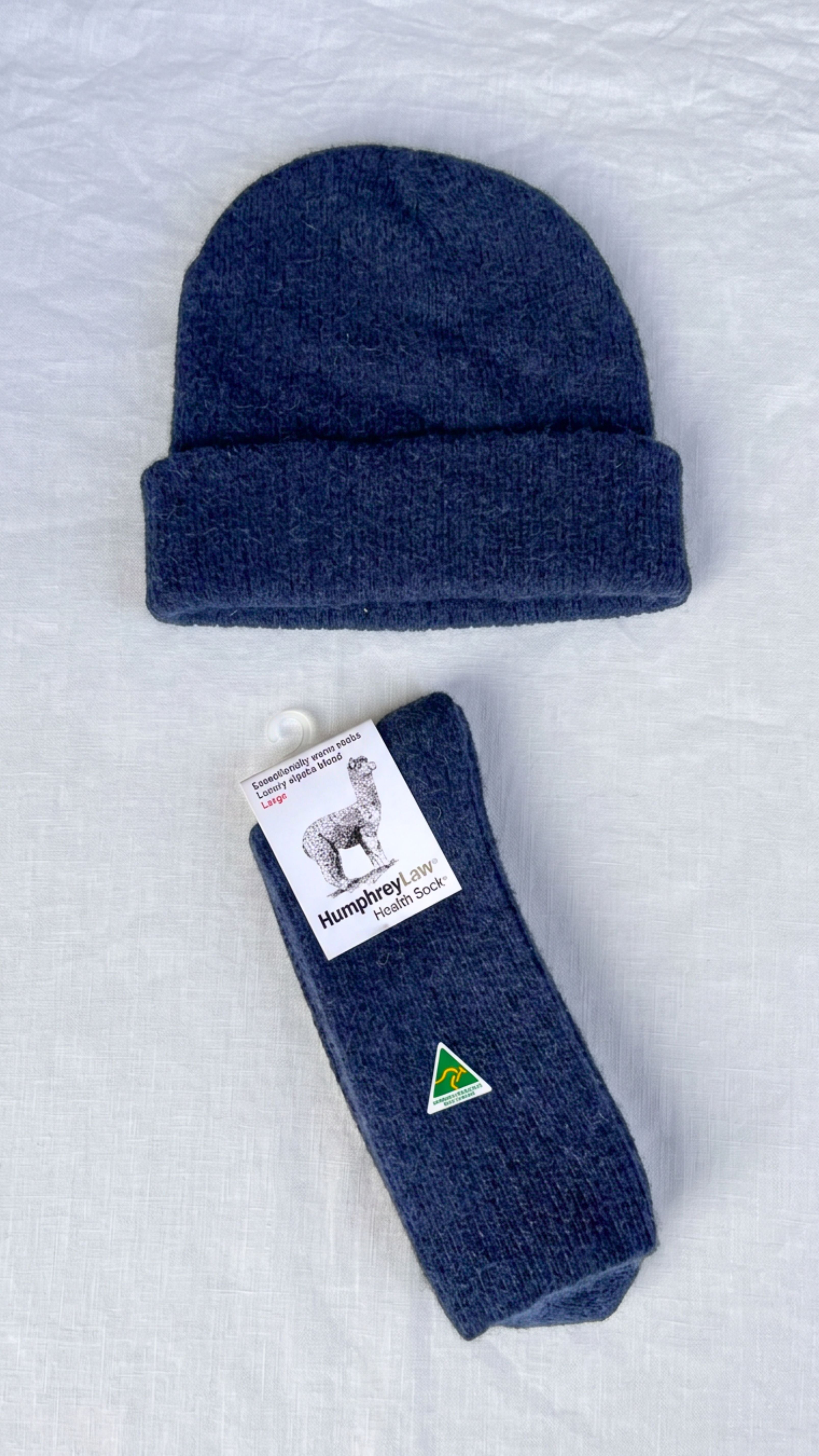 Exceptionally Warm Luxury Alpaca Blend Beanie in Denim