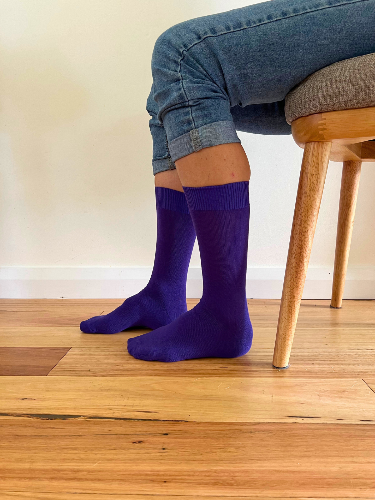 Cotton Crew Sock in Royal Purple - Aussie Made