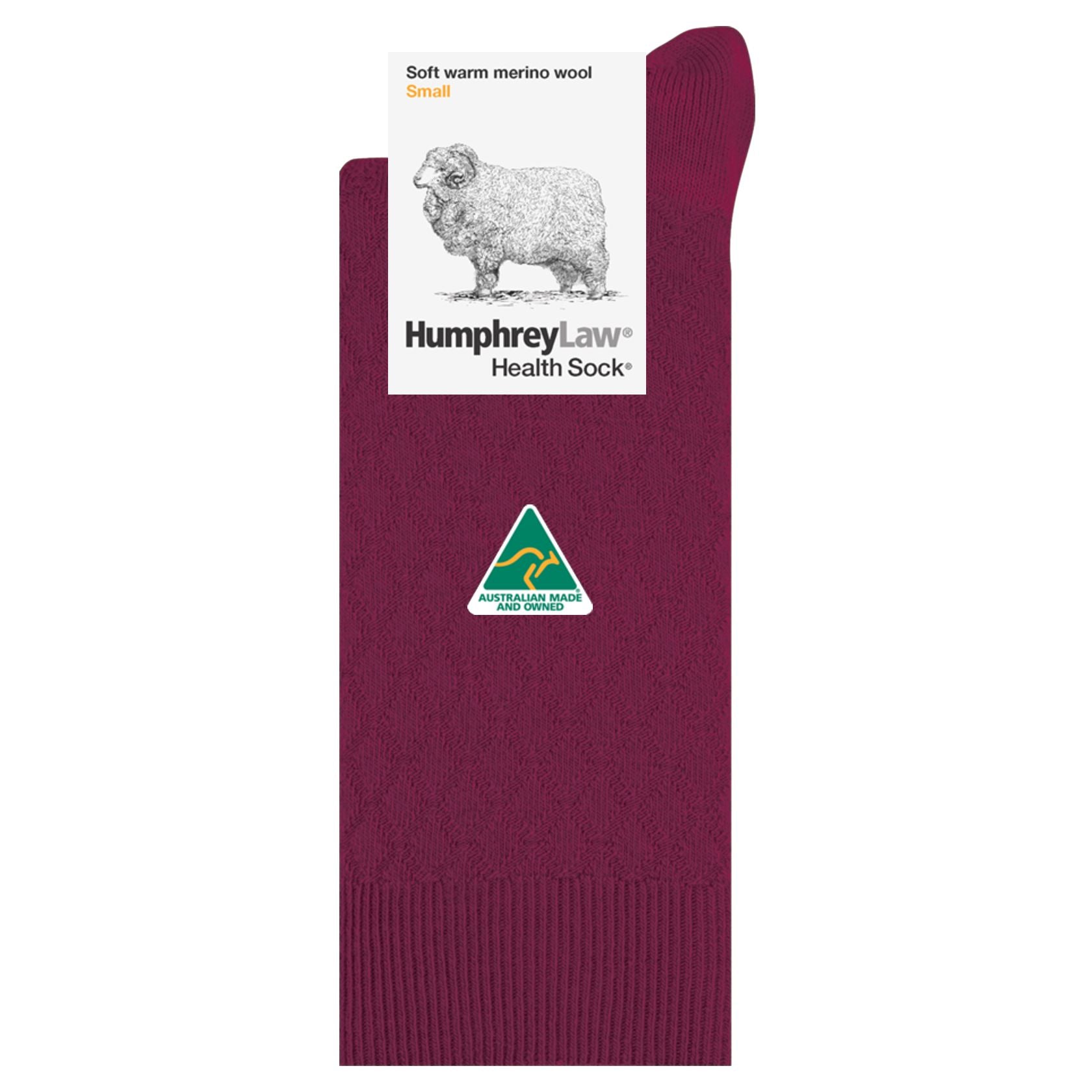 95% Fine Merino Wool Quilted Crew Socks in Berry- Aussie Made - The Sockery