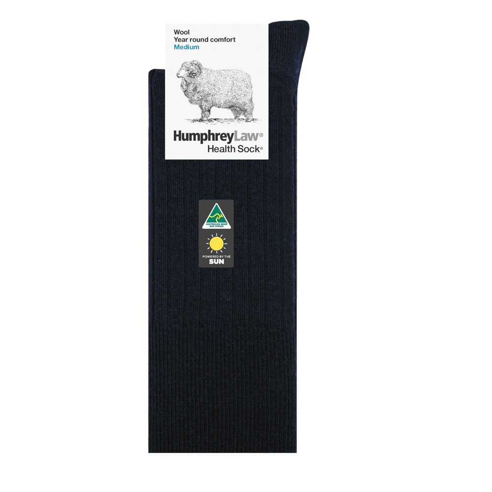 95% Wool Men’s Crew Sock in Navy - Aussie Made