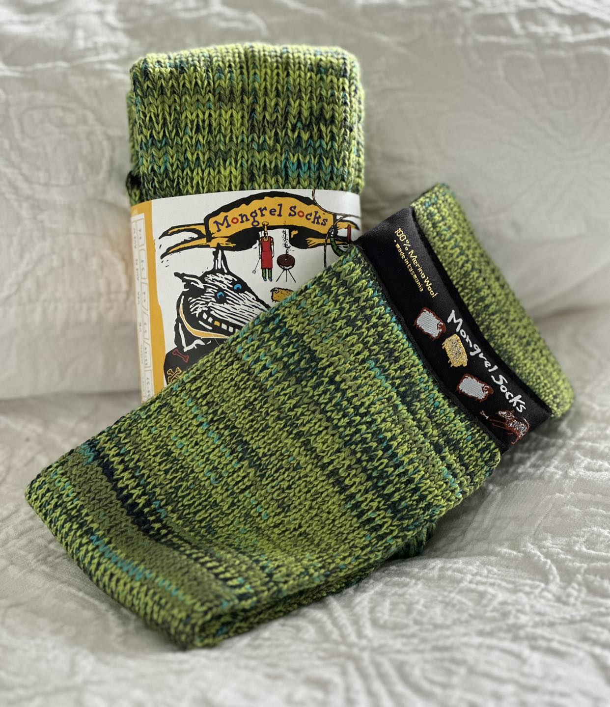 Pure Merino Mongrel Socks - Very Green