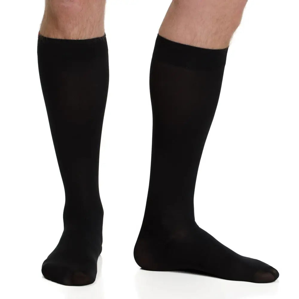 Solid Black Moderate Compression Cotton Knee Highs