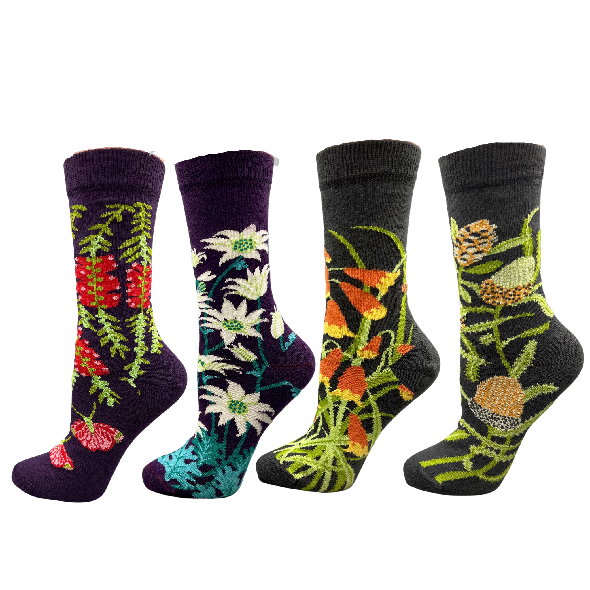 Australian Botanical Range Women's Crew Socks 4 Pack - Aussie Made