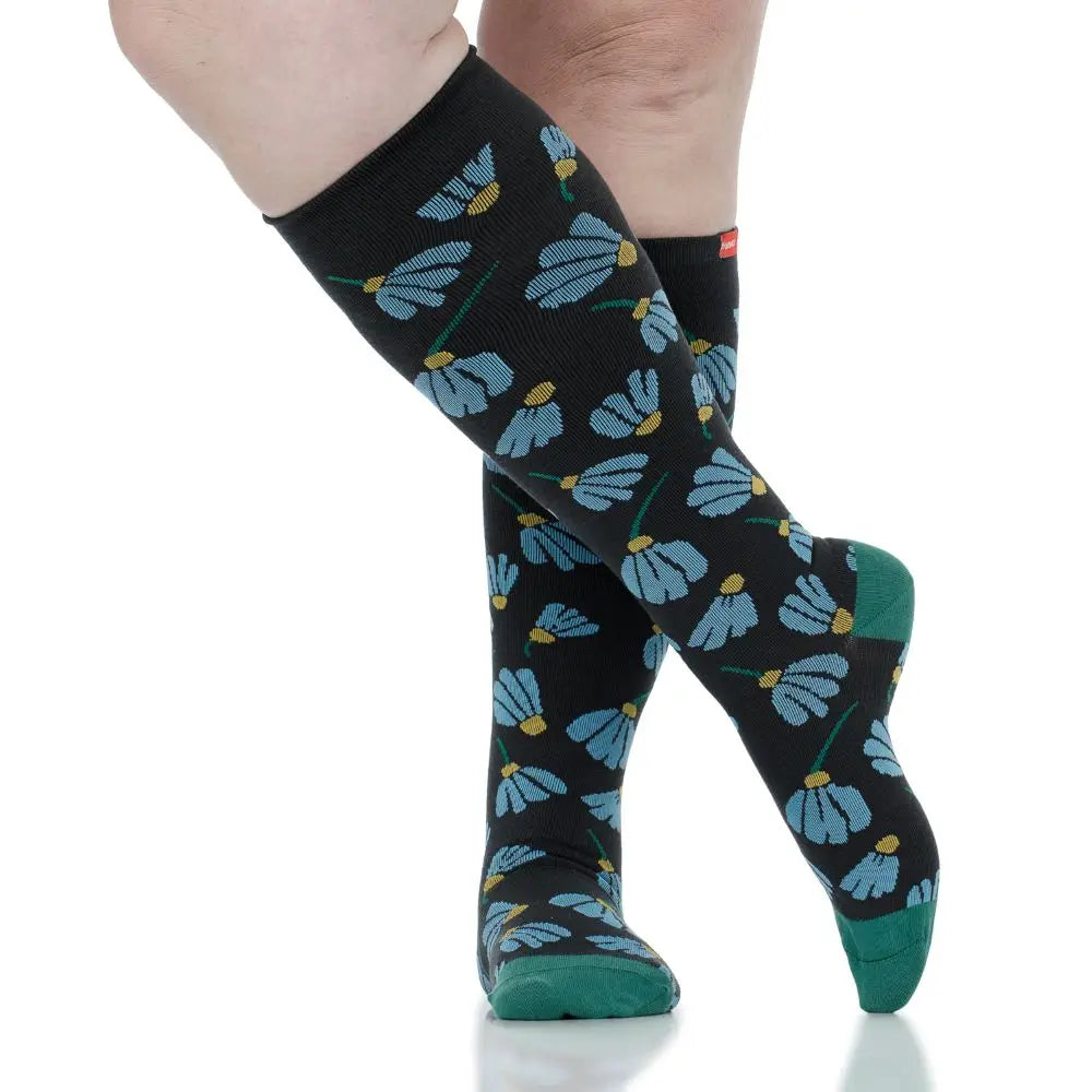 Wide Calf Wimsy Cotton Moderate Compression Knee Highs