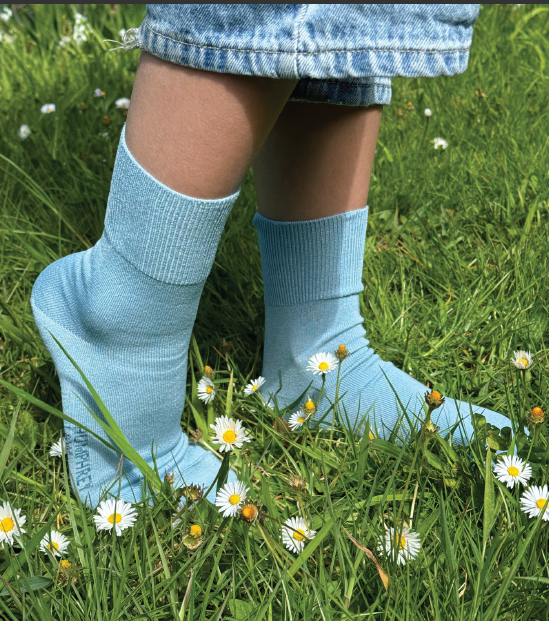 Fine Cotton Short Leg Sock in Forget Me Not Blue - Aussie Made