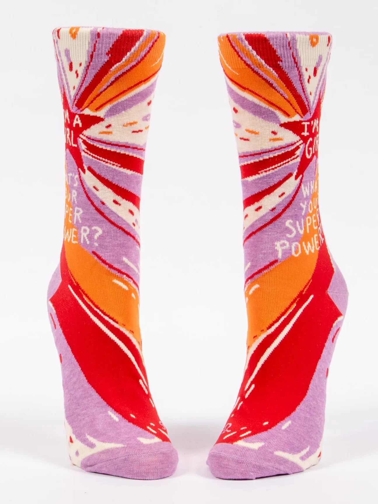 I'm A Girl - Whats Your Super Power? Women's Crew Socks - THE SOCKERY