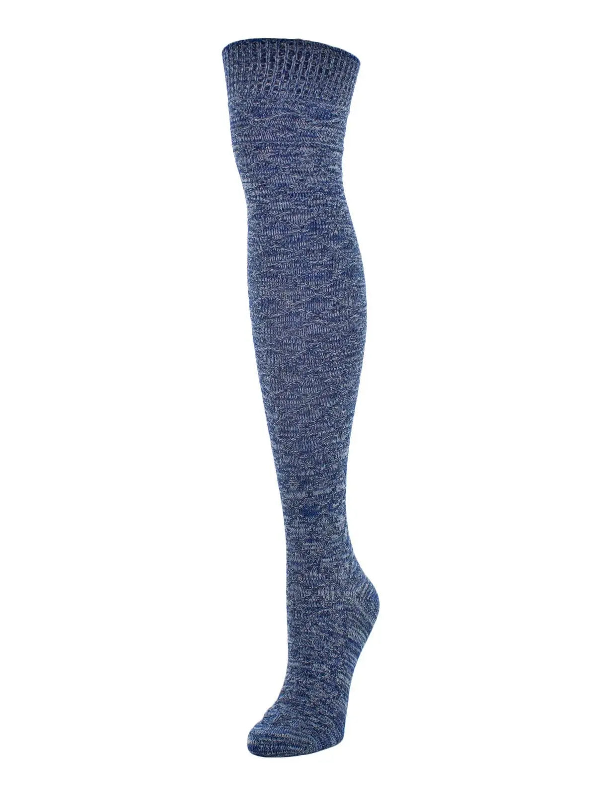 Crochet Mix Women's Over the Knee Socks in Blue Heather