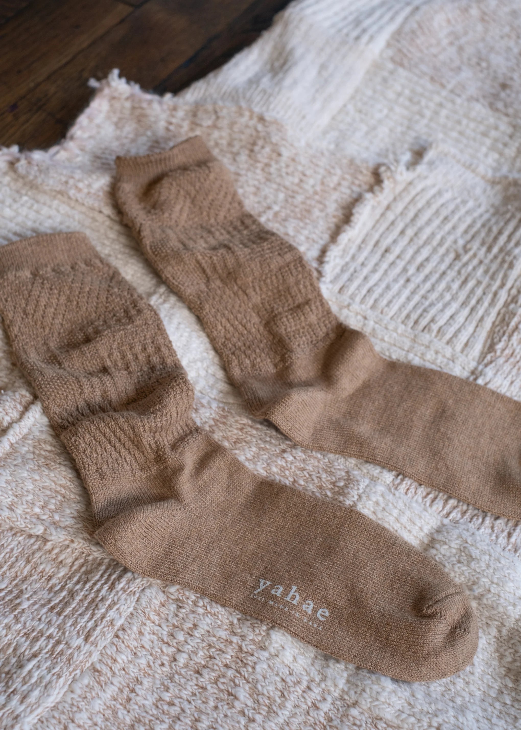 Organic Cotton and Yak Knitting Patterns Socks in Caramel