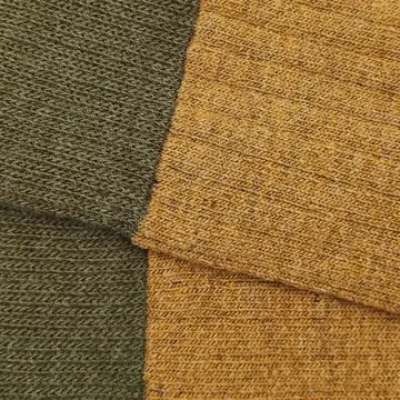 Wool Ribbed Crew Socks in Sandstone and Olive - The Sockery