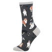 Gray sock with dog pattern on a white background