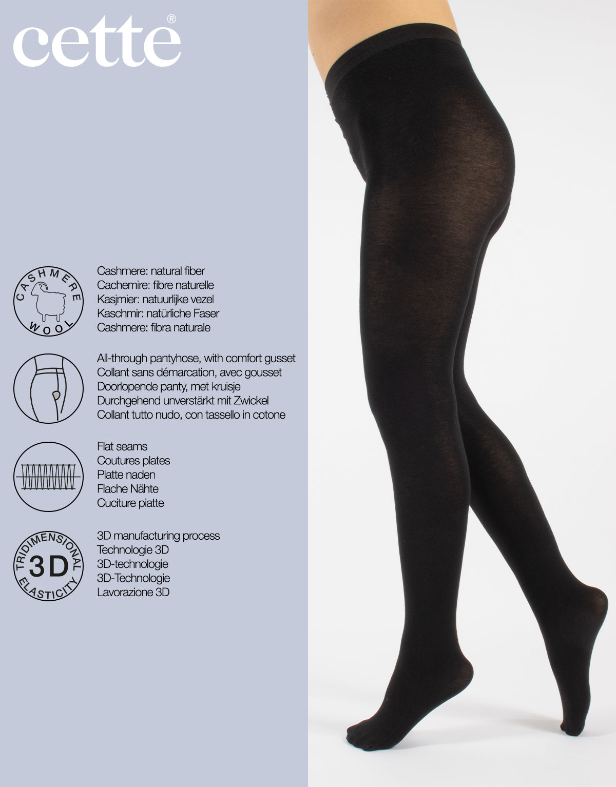 black cashmere tights on model - The Sockery