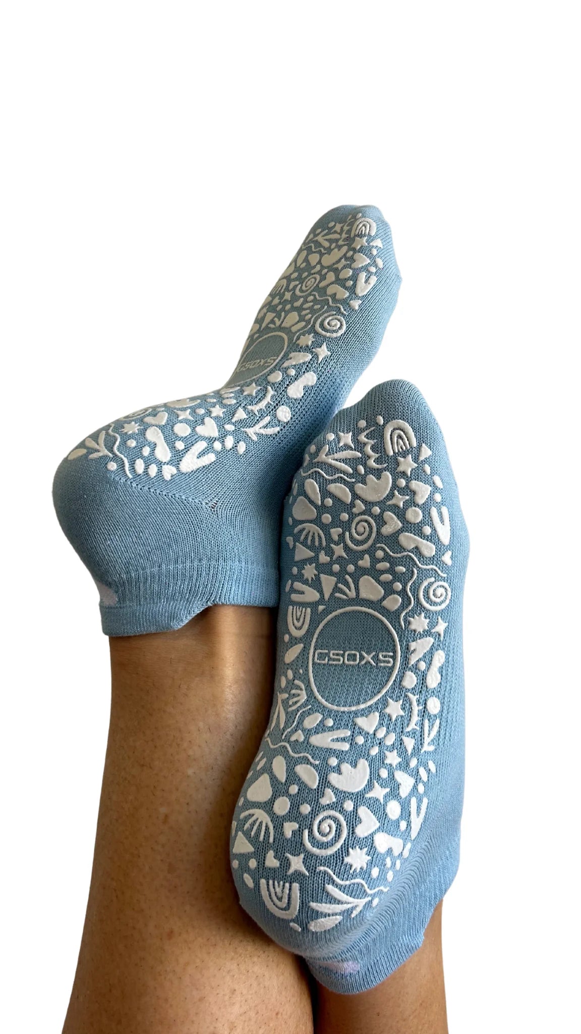 'You are Brave' Ankle Grip Socks in Dusty Blue - The Sockery