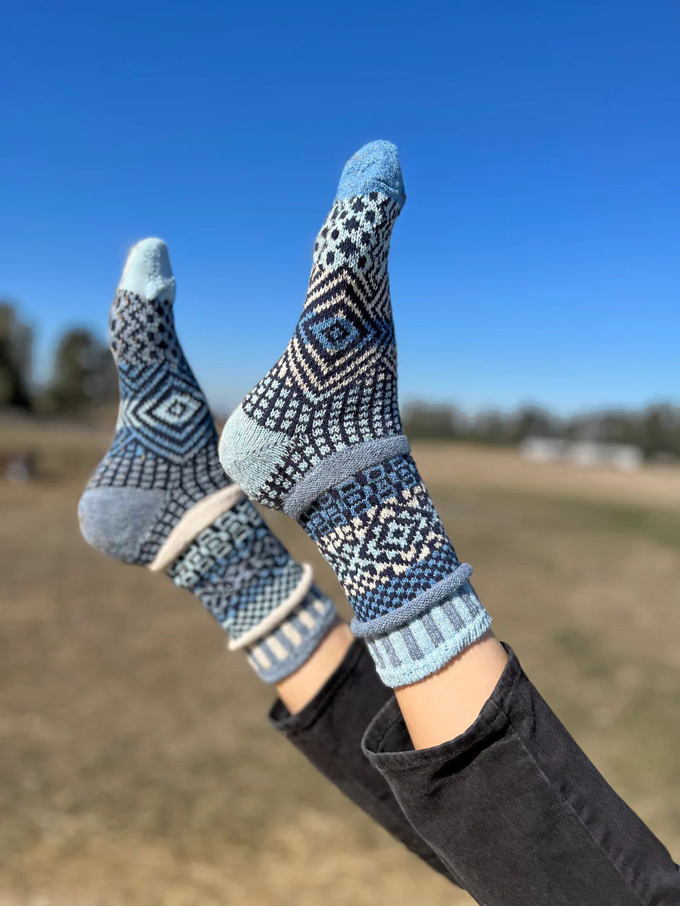 Azure Recycled Cotton Crew Socks