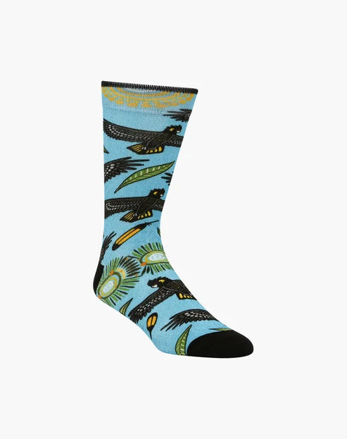Native Australian Black Cockatoo Men's Printed Bamboo Socks