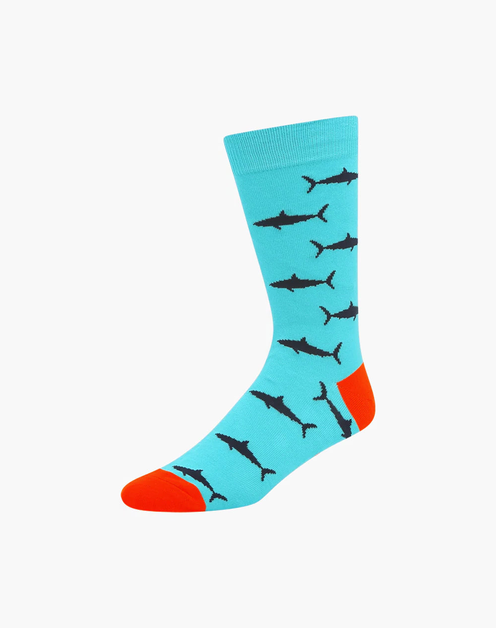 blue sock with siloutte of a shark