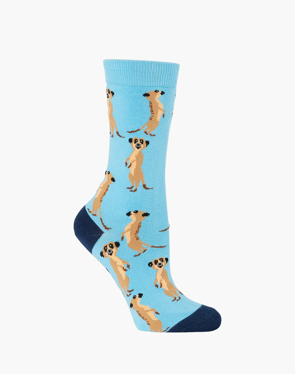 Meerkats on Blue Women's Bamboo Crew Socks - The Sockery