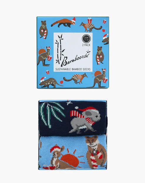 Aussie Chrissy Men's Crew Socks - Gift Box 2 Pack