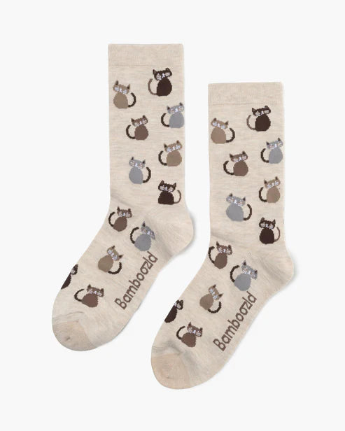 Cats on Sand Women's Bamboo Crew Socks