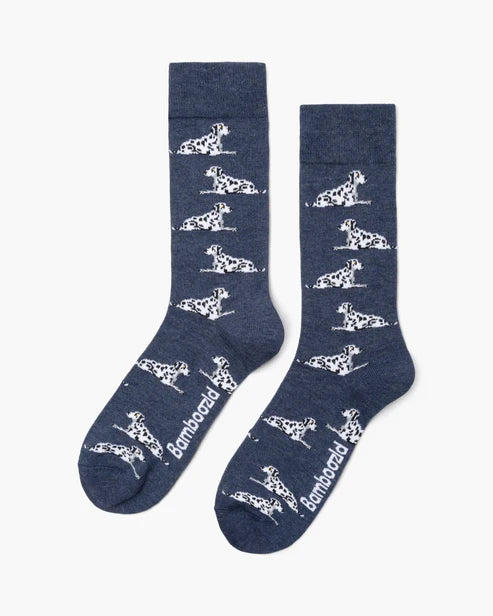 Dalmations on a Blue Men's Crew Sock