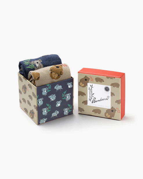 Wally Wombat & Koala Men's Crew Socks - Gift Box 2 Pack