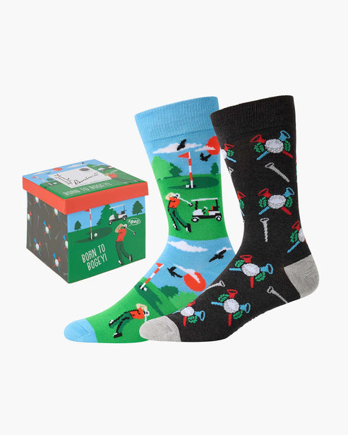 Born to Bogey! Men's Crew Socks - Gift Box 2 Pack