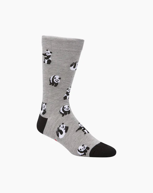 Panda Men's Bamboo Crew Socks in Grey - The Sockery