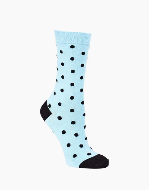 Dots on Sky Blue Women's Bamboo Crew Socks - The Sockery