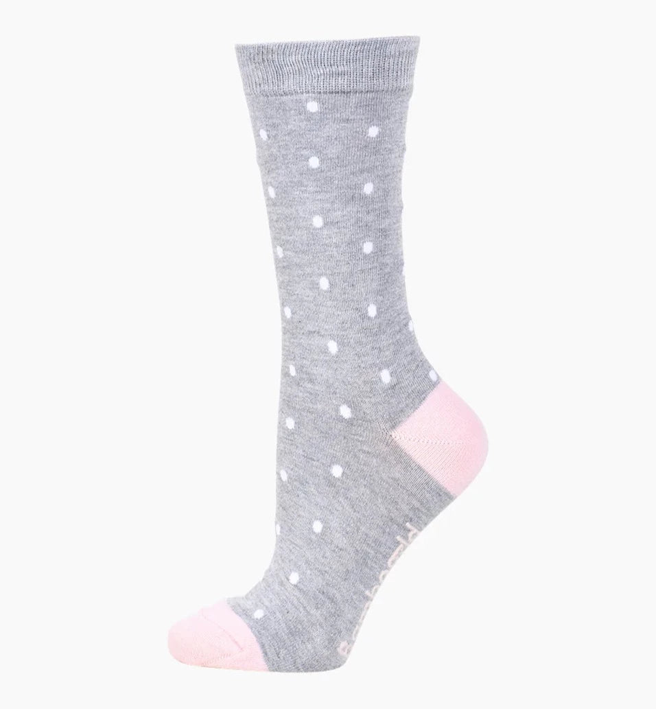 Dots on Grey Women's Bamboo Crew Socks - The Sockery