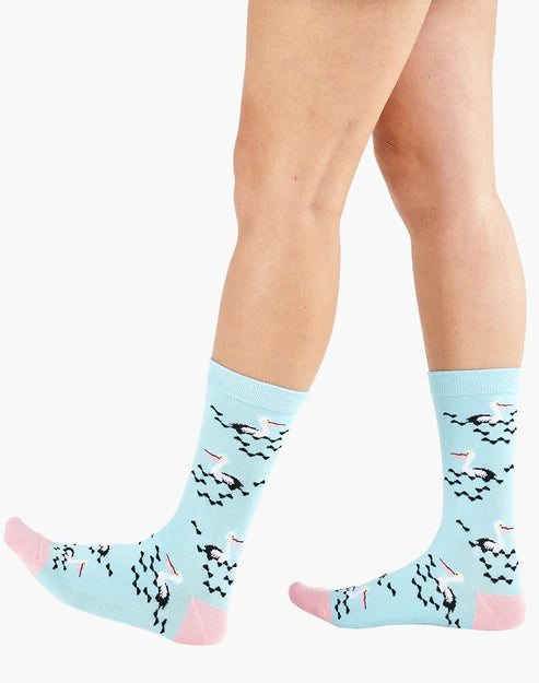 Pelican Women's Bamboo Crew Socks in Blue - The Sockery