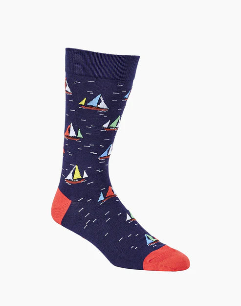 Sail Away Mens Bamboo Crew Socks