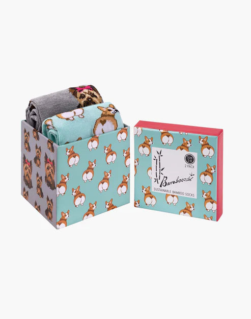 Pooches Women's Crew Socks - Boxed Gift Set 2 Pack - The Sockery