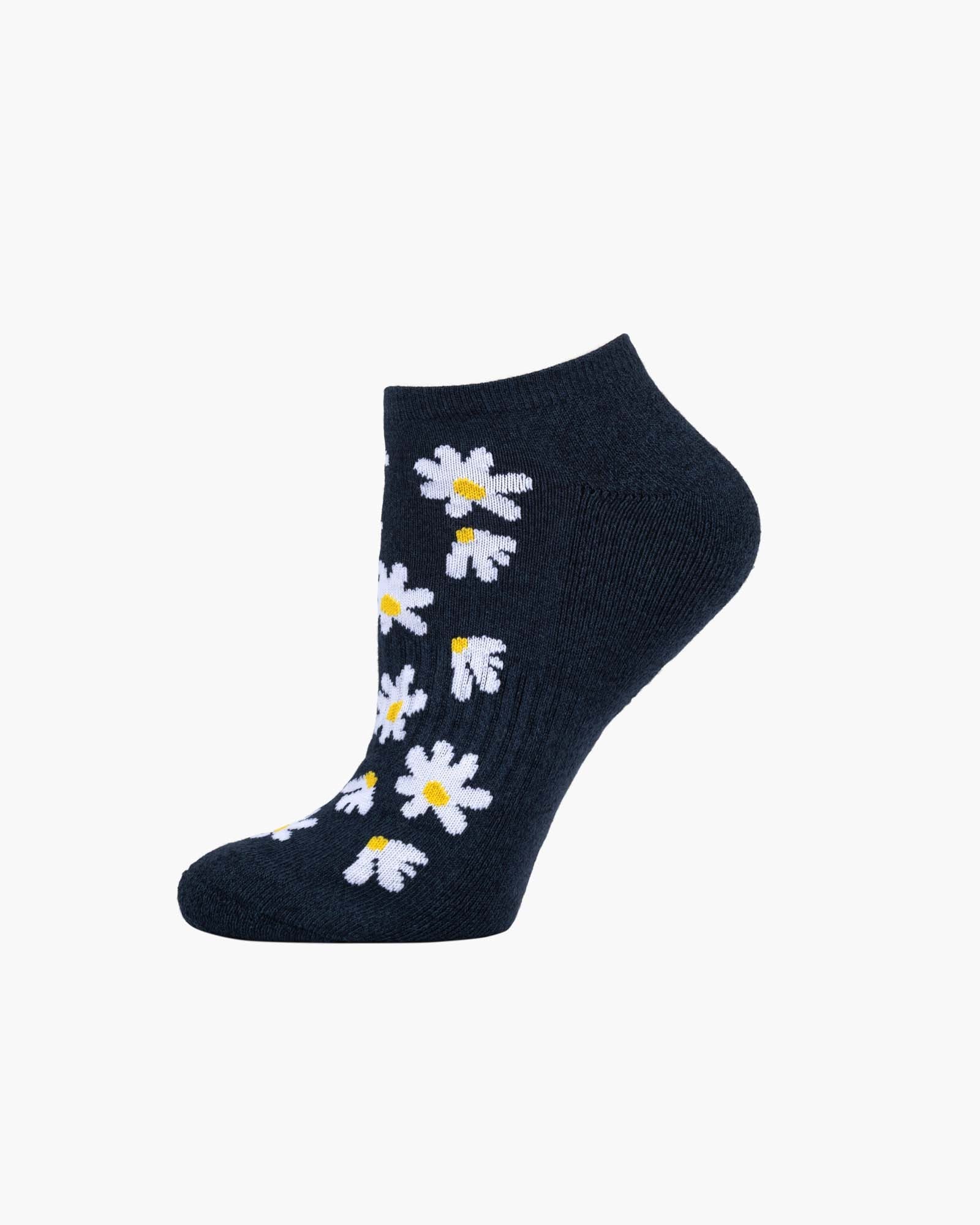 Daisies Women's Bamboo Cushioned Ankle Socks - Navy