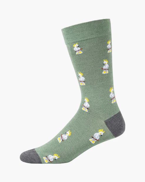 Cockatoo Comfort Crew Extra Stretchy Cuff Men's Bamboo Socks