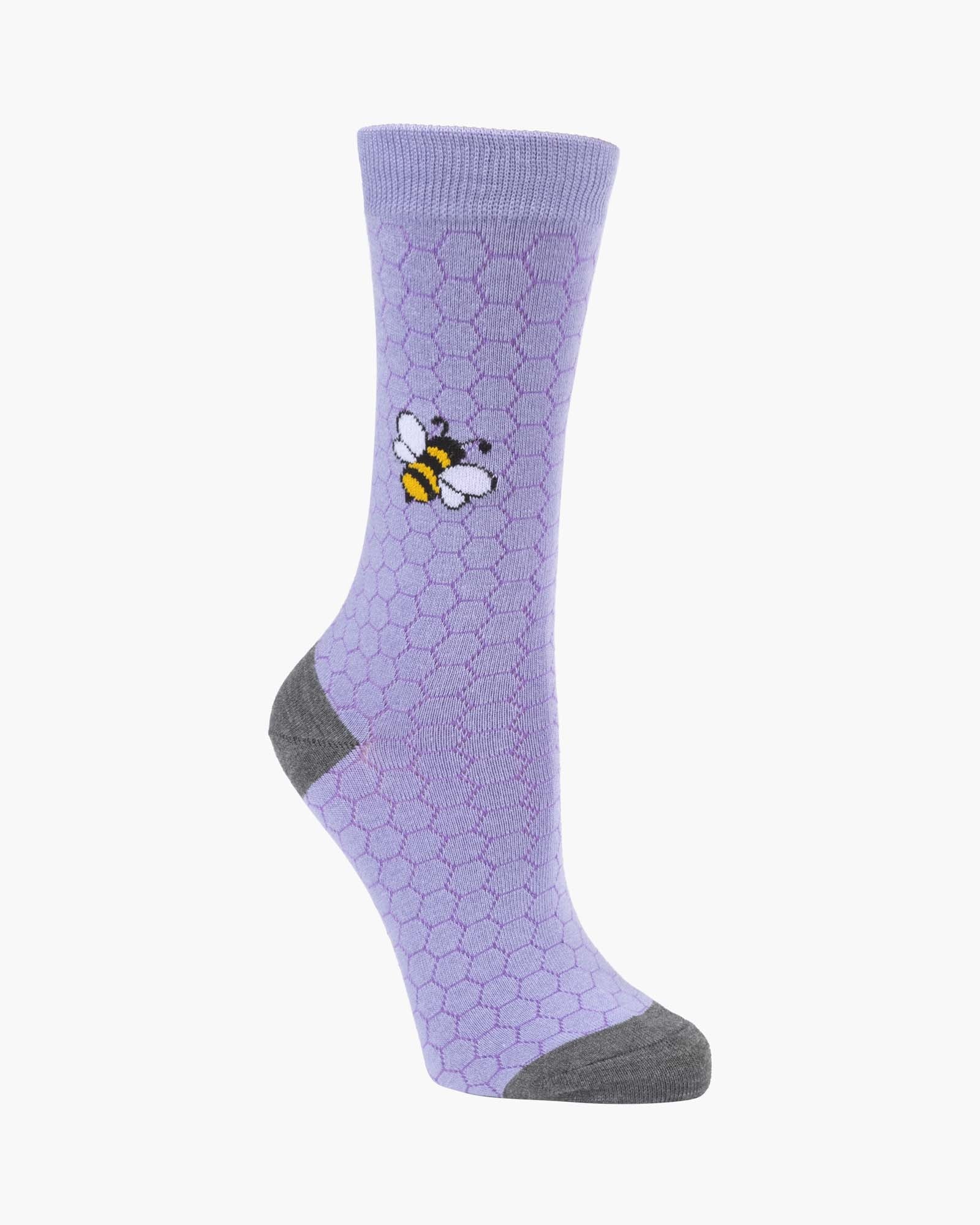 Bee on Honeycomb Women's Bamboo Crew Socks
