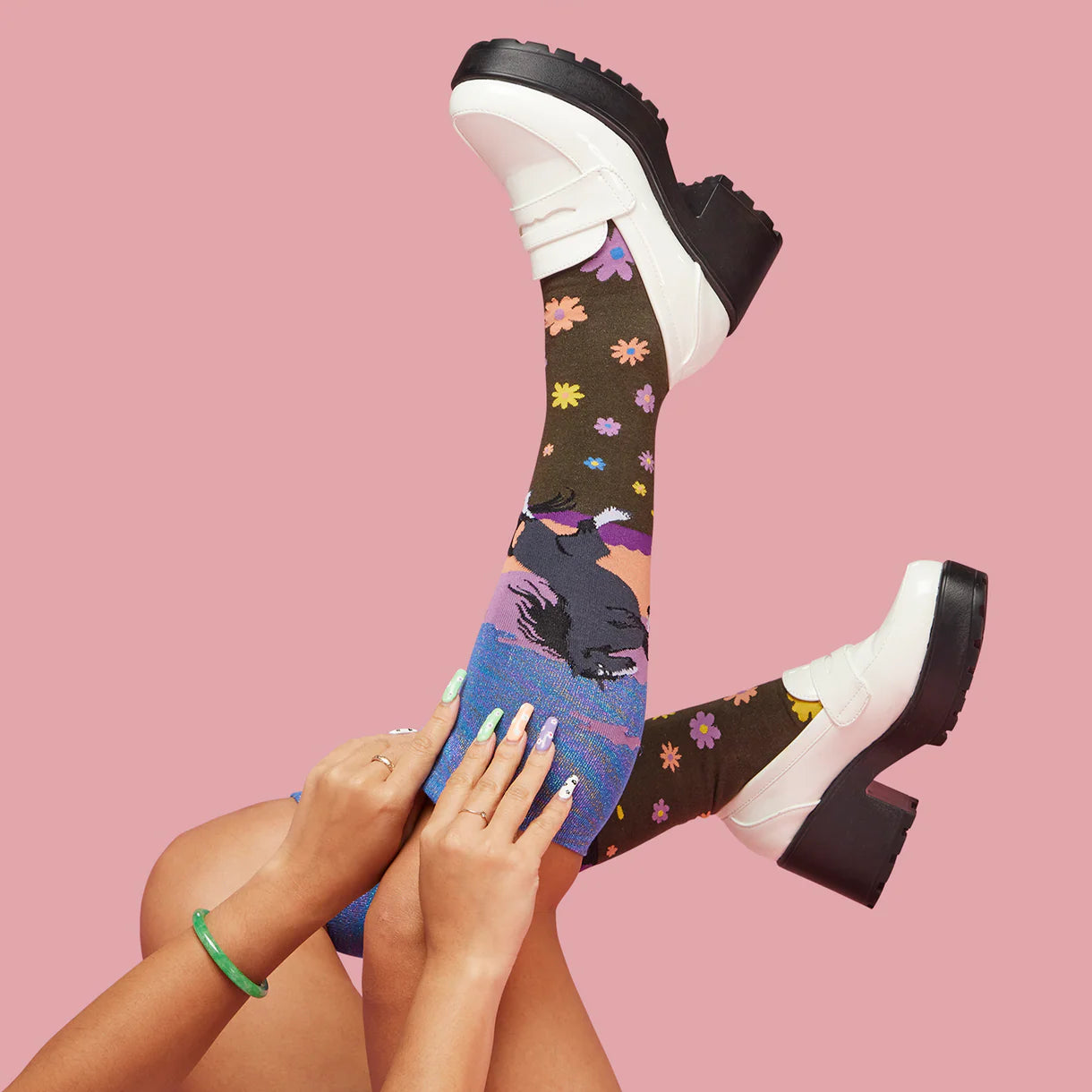 Black Beauty Women's Knee High Shimmer Socks