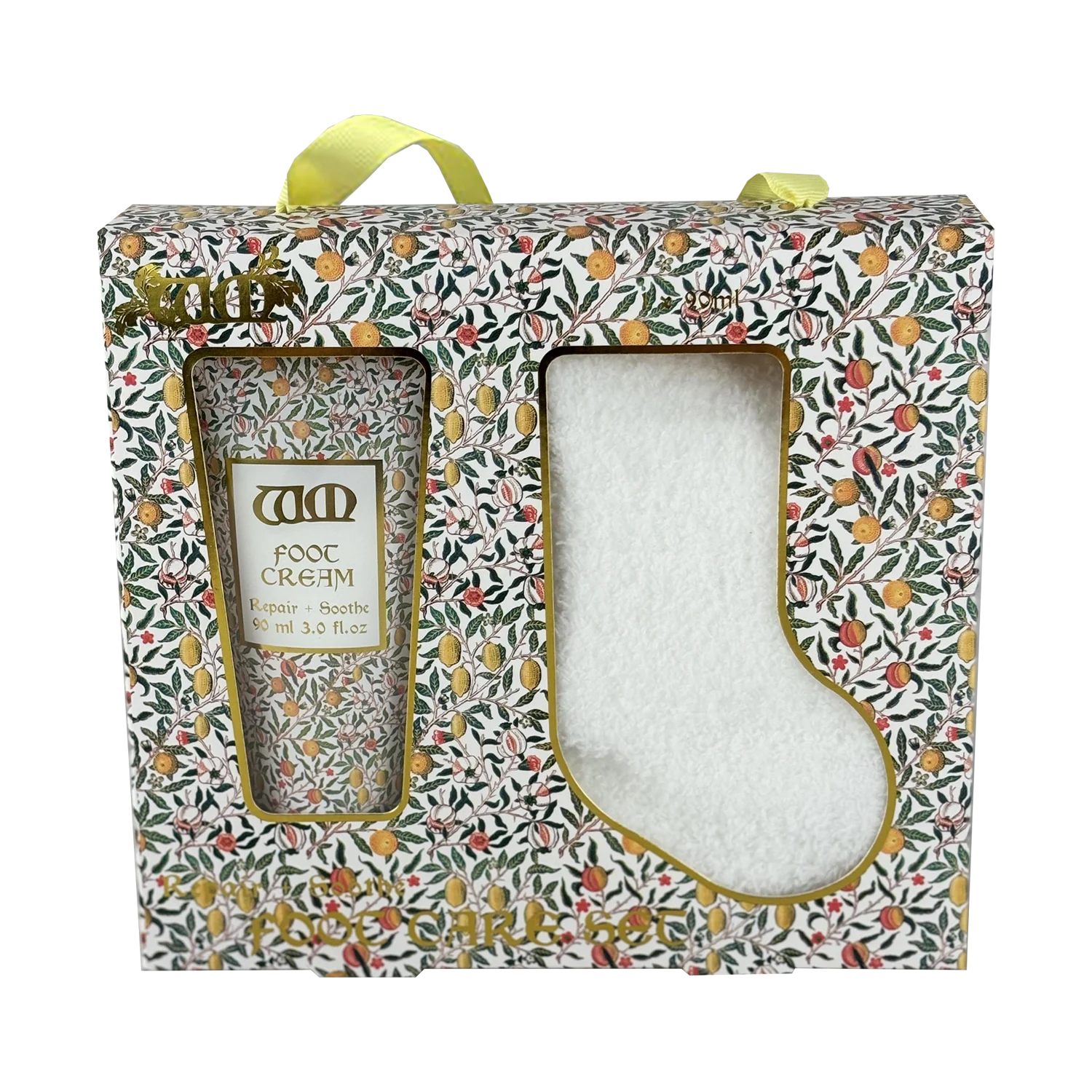 Foot cream in a decorative box with floral pattern