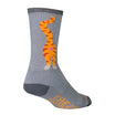 Gray sock with orange tiger design on a white background
