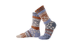 Pair of patterned socks on a white background