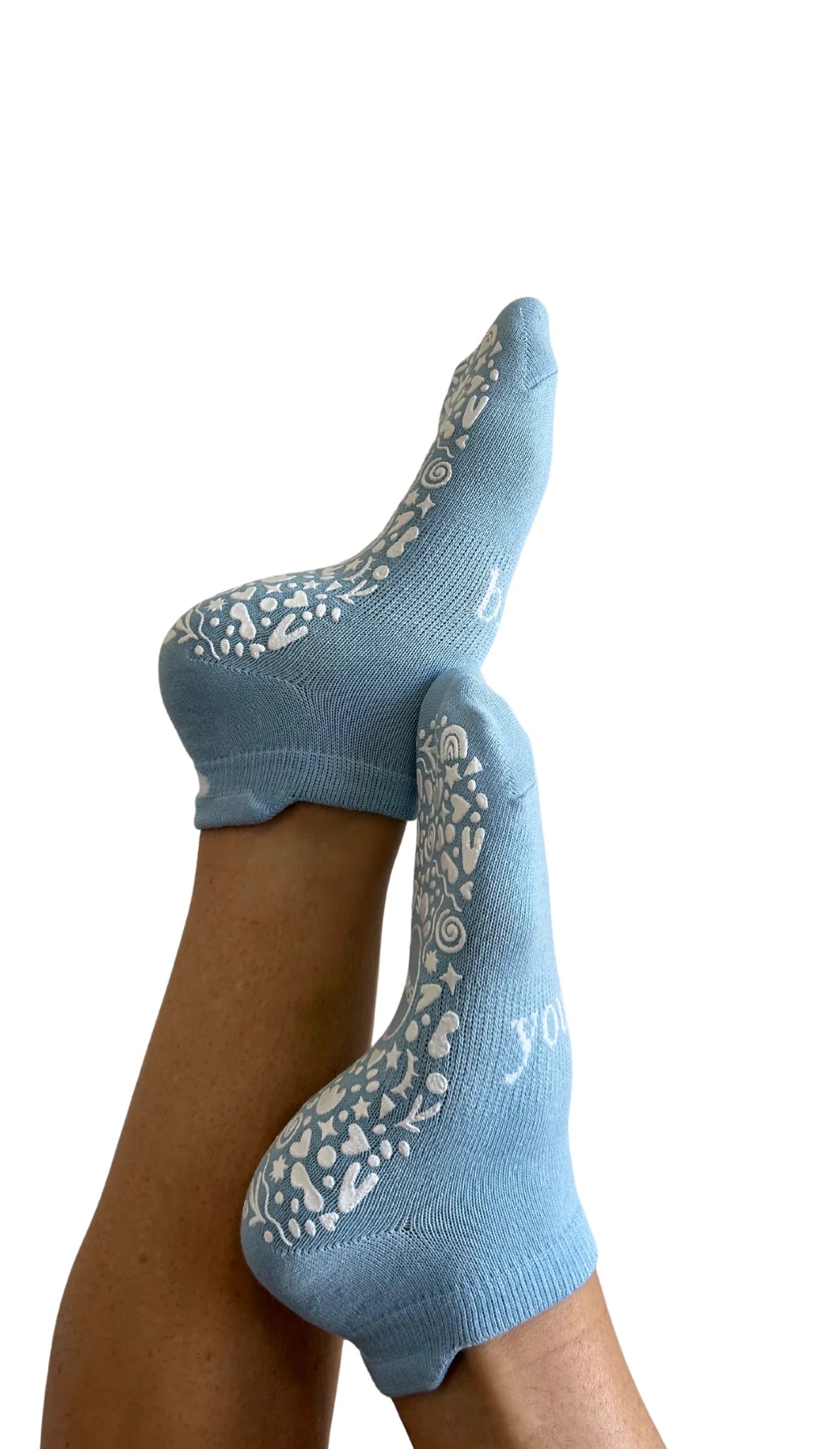 'You are Brave' Ankle Grip Socks in Dusty Blue - The Sockery