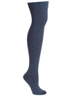 Denim blue Over the knee sock on a white background